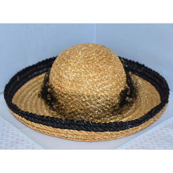 Oscar De La Renta Millinery Natural & Black Straw Derby Sun Hat main image 5